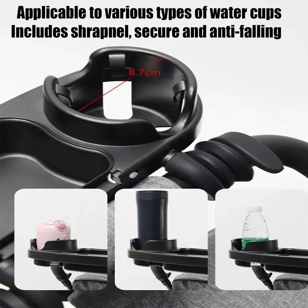 

Съемная подставка для телефона 3-в-1 для детской коляски: поднос для закусок, регулируемый дизайн, гибкий держатель для стакана