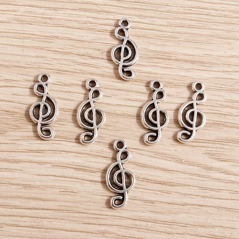 50 Stück 8x19mm Niedliche Legierungs-Musiknoten-Anhänger für Schmuckherstellung, Ohrringe, Halsketten, Armbänder, DIY-Bastelzubehör – Detail 5