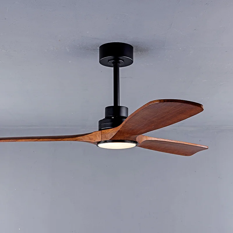 Ventilador de Techo Moderno de Madera con Lámpara LED, Ventilador de Techo de 42/52/60 Pulgadas, Blanco/Negro, Ventiladores Eléctricos de Madera para Comedor, Sala de Estar, Cocina