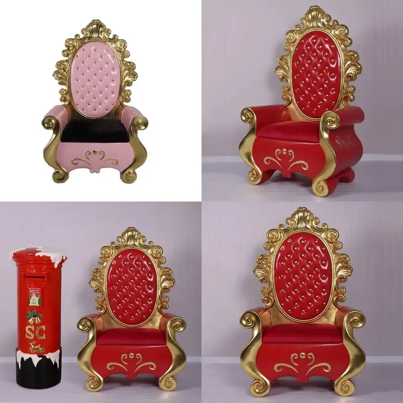 Shopping mall decoration custom luxury outdoor Christmas fiberglass throne sculpture
