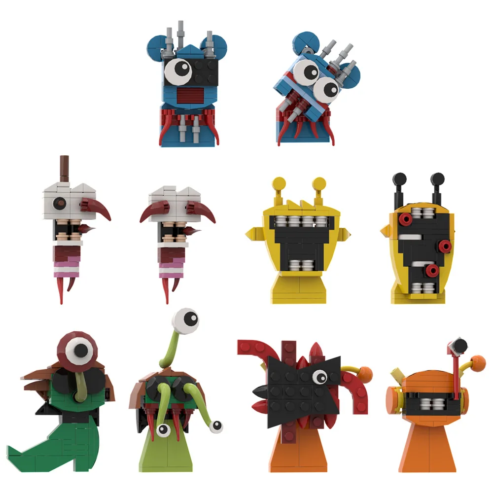 Gobricks MOC Horror Movie Incredibox Sprunki Bricks Incredibox Sprunki Building Blocks Horror Game Figure Toys Gift Music Box