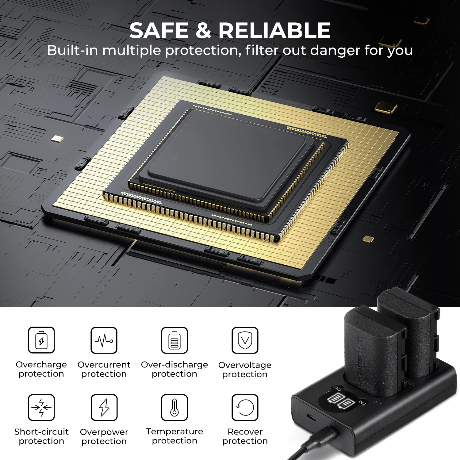 K&F Concept 2250 мАч LP-E6NH Аккумуляторы и зарядное устройство для камеры Canon EOS R5 R6 EOS R EOS 5D Mark IV 5D Mark III 5DS 7D Mark II 90D