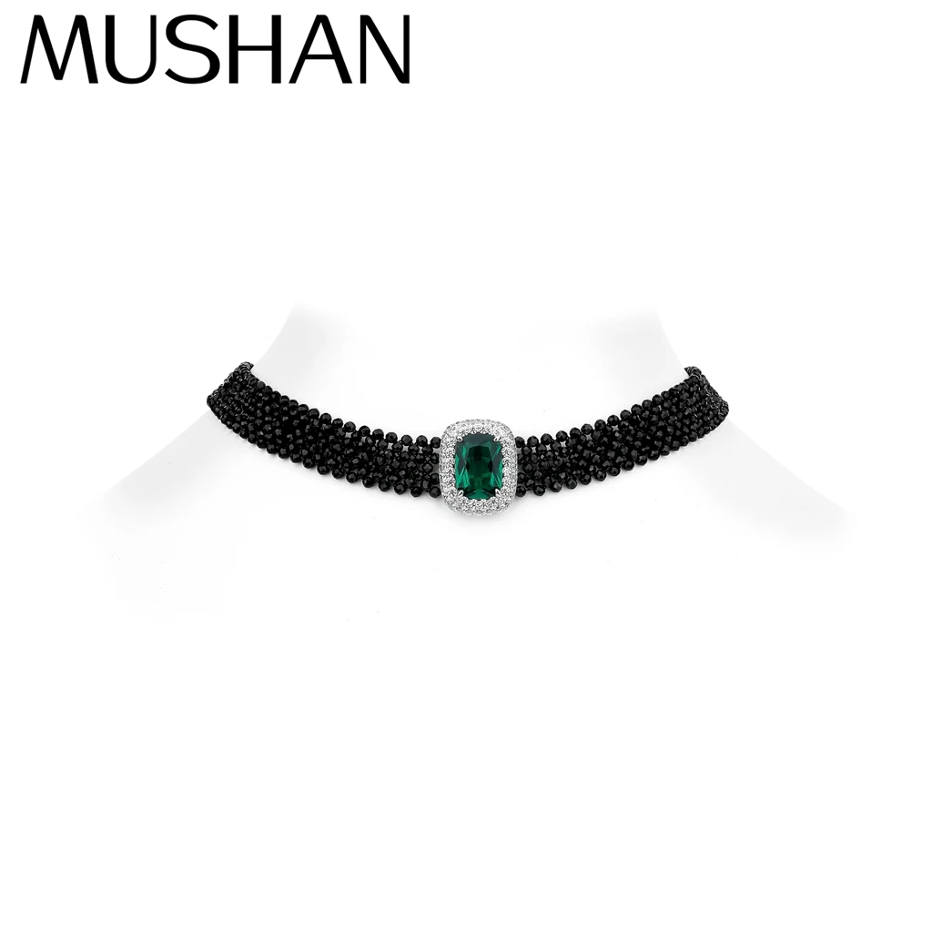 

MuShan Designer Jewelry 925 Sterling Silver Necklace Lab Grown Sapphire Marquise Modern Necklace for Women 18K Gold Plated Neckl