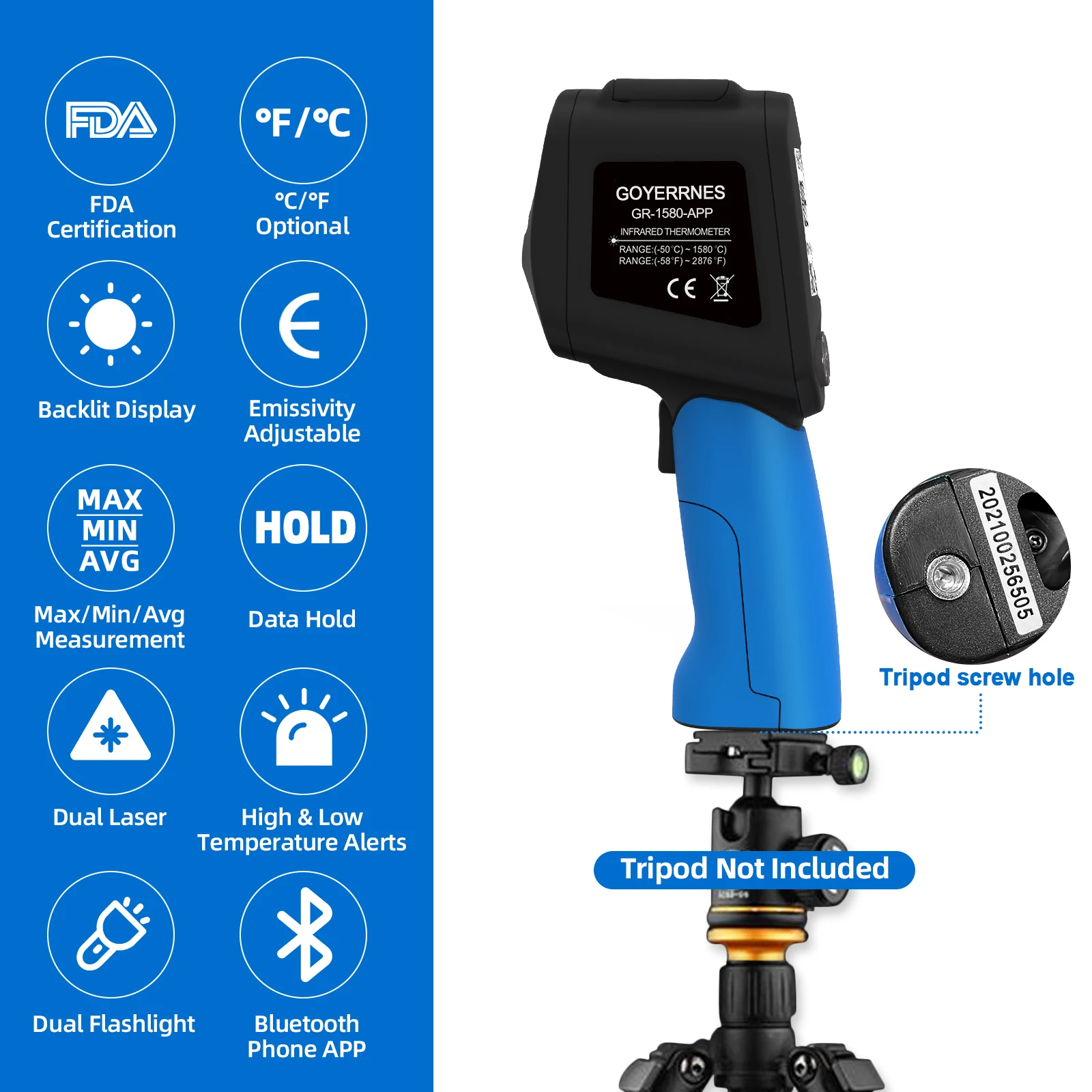 HoldPeak Infrared Thermometer Non-Contact Dual Laser IR Gun 30:1 DS -58F~2876F