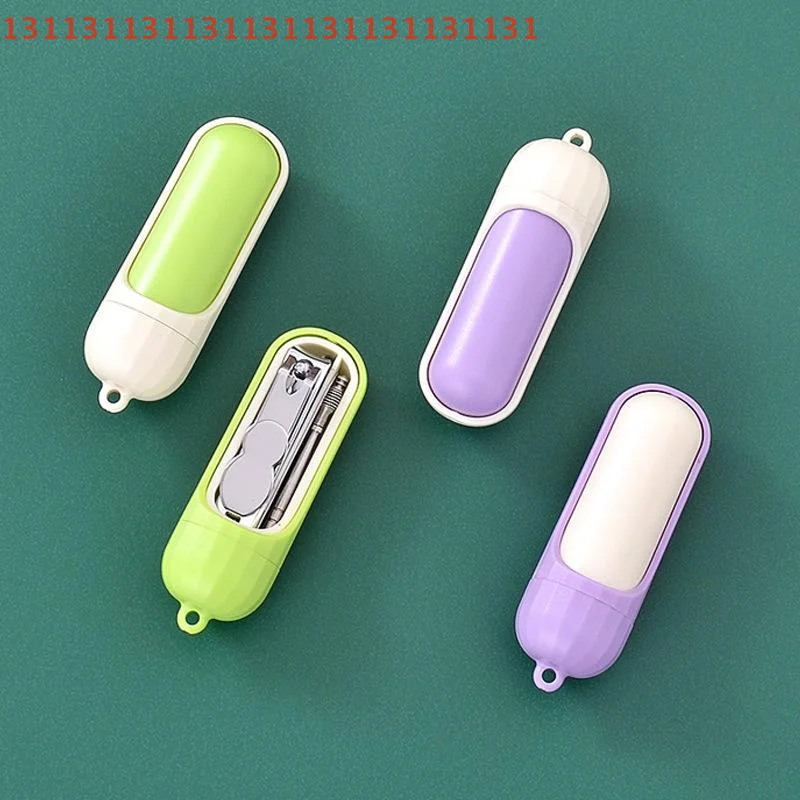 6 個のポータブルマニキュアとペディキュアツールステンレス鋼ネイルカッターペディキュアはさみセットカプセル型収納ボックス付き