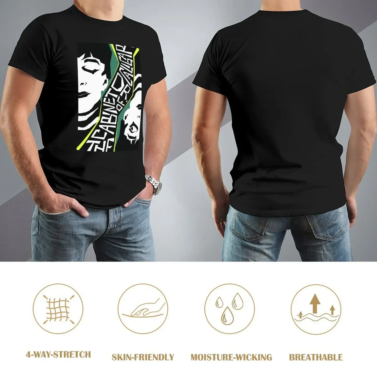 T-shirt The Cabinet of Dr. Caligari Movie Art T-shirt a maniche corte da uomo con grafica da strada