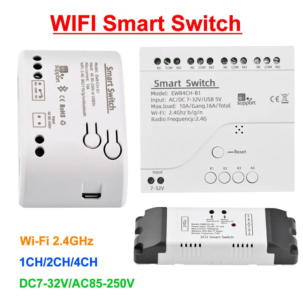 

DC7-32V AC85-250V новейший 1-канальный переключатель Wi-Fi, умный приемник ВКЛ./ВЫКЛ., переключатель дистанционного управления, сухой контактный переключатель