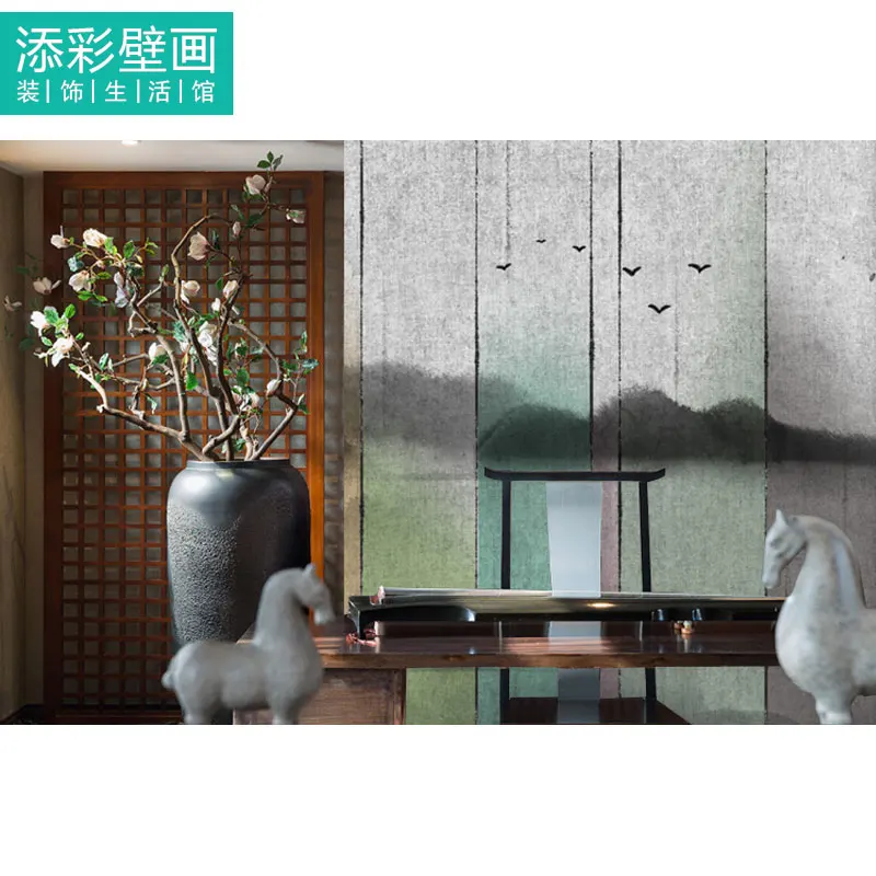 مخصص 3D الحبر المشهد الظلام جديد الصينية خلفية جدارية النسخة الأفقية من النمط الصيني غرفة المعيشة التلفزيون خلفية غرفة نوم 8d