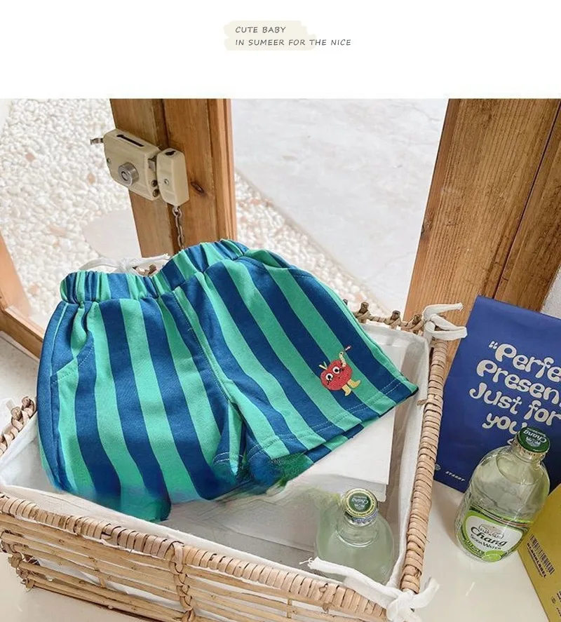 Bellbell Kinder-Jungen-Shorts, Sommer, dünn, gestreift, 1–4 Jahre, Jungen-Shorts mit elastischem Bund, für Kleinkinder, Jungen, Cartoon-Shorts für Kinder – Detail 5