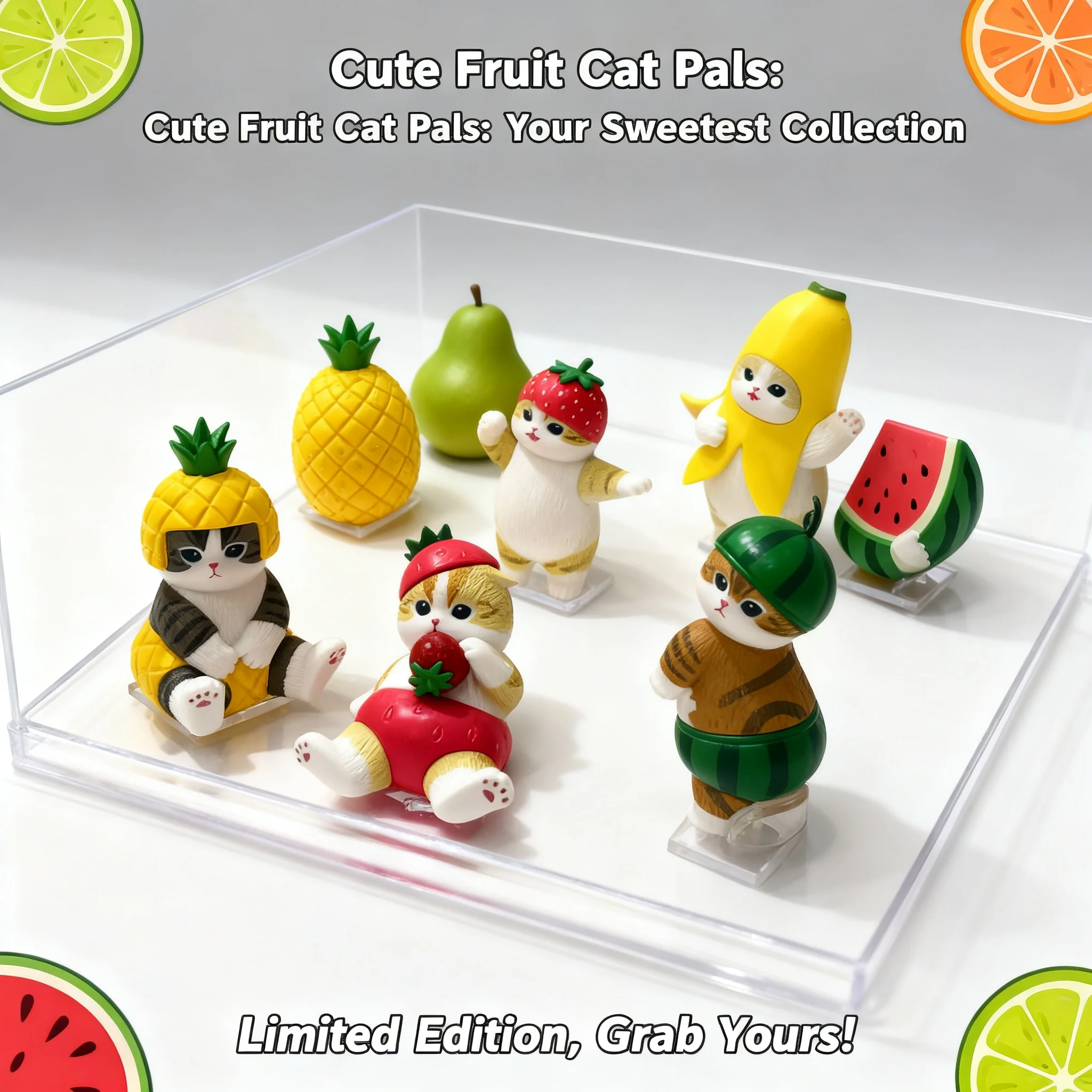 Mofusand Shark Cat Bee Fruit Series Kawaii Mini Figuras de Acción Juguetes Caja Sorpresa Decoración de Escritorio Regalos Sorpresa