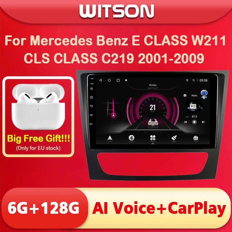 

Автомагнитола WITSON на Android 11 с голосовым ии для Mercedes Benz E CLASS W211 CLS CLASS C219 2001-2009 Carplay Navi мультимедийный автомобильный аудио