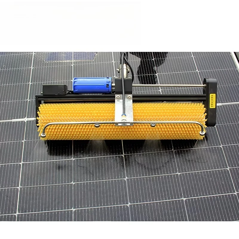 Telescopic rod high efficiency solar panel electric cleaning roller brush ce certified 10m water pipe