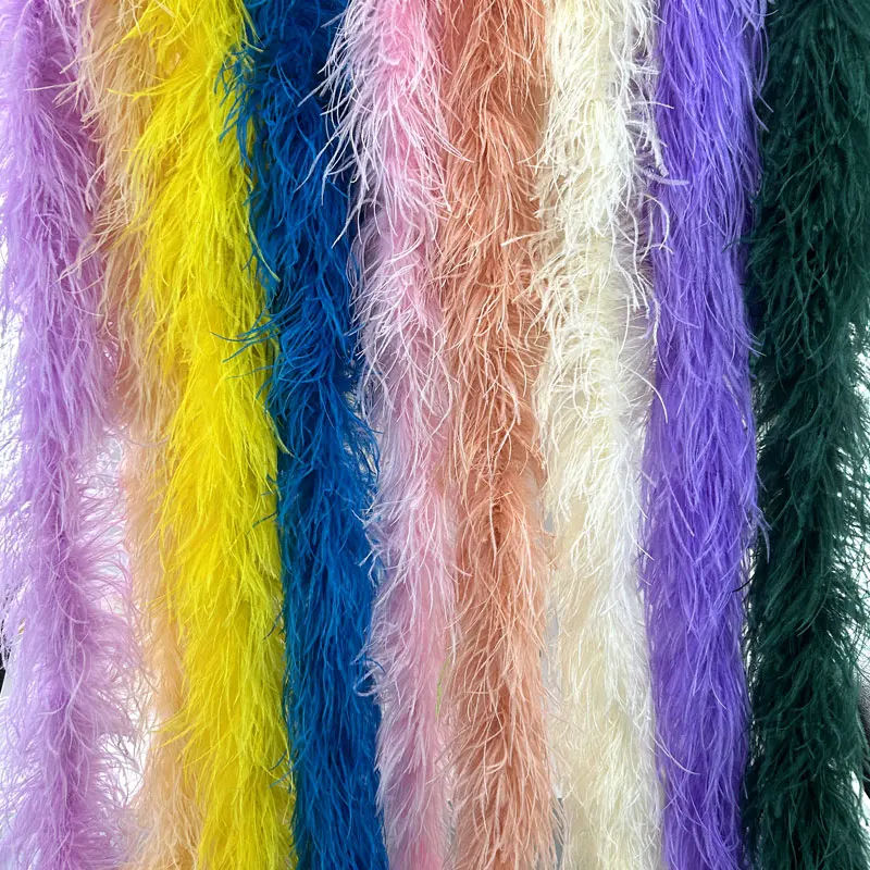 2Meters/Lot Ostrich Feather Boa Decor for Clothes Holiday Decorations Fluffy Feathers Cape Handicraft Accessories Plumas Trims