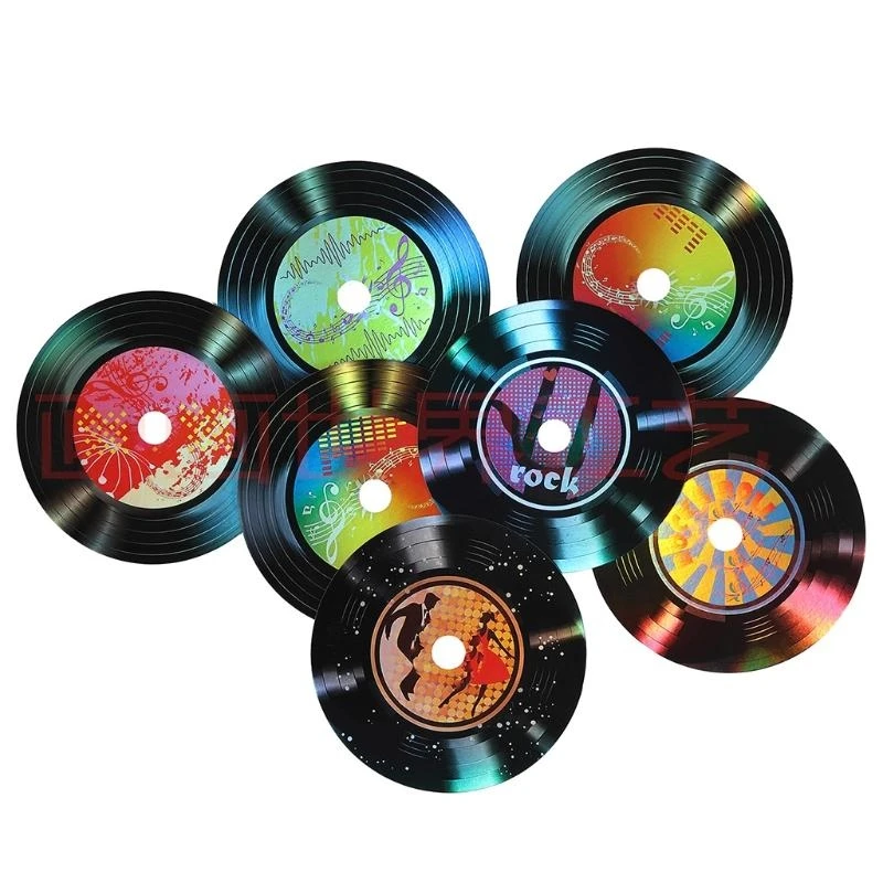 

Colorful Vintage Records Paper Record Cut-Out for Invitations Bulletin Board