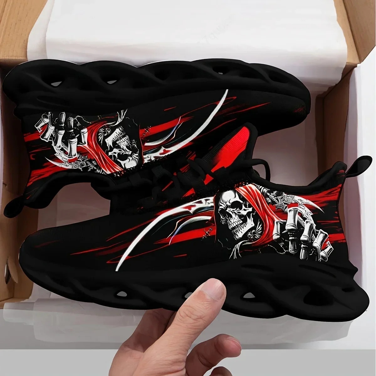 

Кроссовки в стиле киберпанк с узором в виде черепа, мужские и женские спортивные кроссовки для бега, высококачественные кроссовки для самостоятельной кастомизации