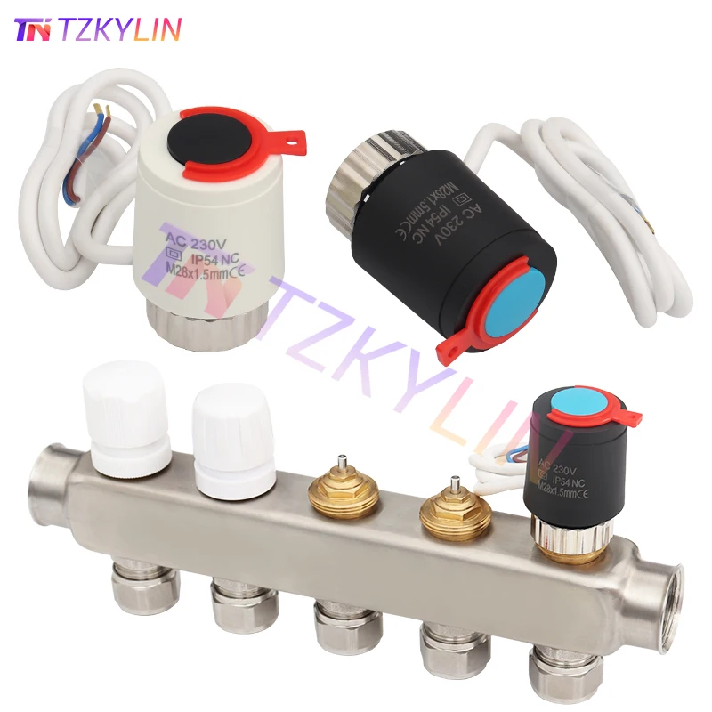 AC 230V Normally Closed NC M28x1.5mm Electric Thermal Actuator for Underfloor Heating TRV Thermostatic Radiator Valve