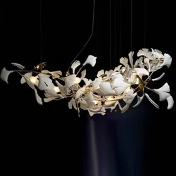 Tree branch chandelier Ceramic Ginkgo Leaves lamp luxury designer Living Room Bedroom Art Lobby Decoration restaurant bar lights
