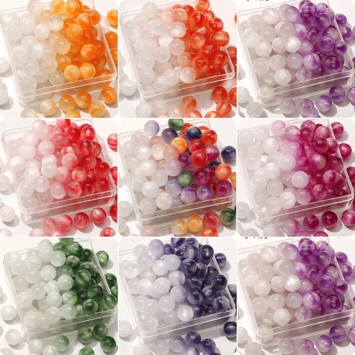 10/50Pcs 10mm UV Photochromic Resin Round Beads Cat Eye Color Changing Loose Beads For DIY Bracelets Charms Craft Jewelry Making