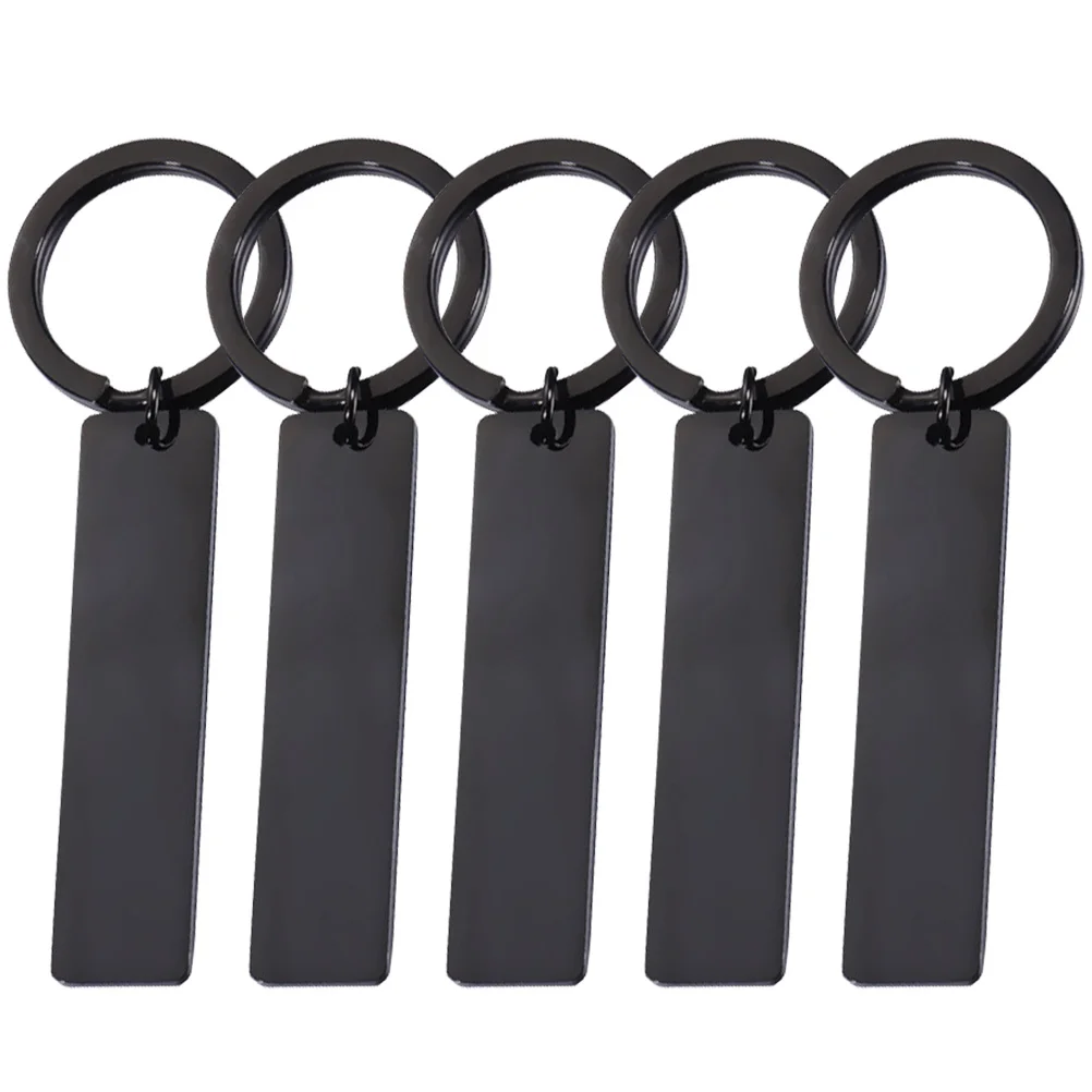 5 Pcs Stainless Steel Glossy Strip Hangtag Keychains Wire DIY Metal Hanging Tags