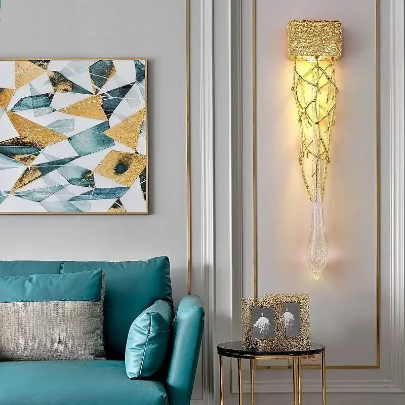 

Creative Rain Drop Wall lights Home Decor Gold Luxury Creative Bedside Wall Lamp For Living Room Indoor Lighting Wall Lamps