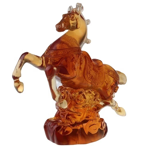 %II*Custom Crystal Zodiac Horse Sculpture Handcrafted Glass Art Statue Lost-Wax Process Jiangsu Animal-Themed Elegant Home