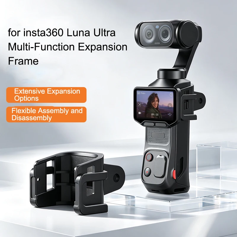 for Insta360 Luna Ultra Multi-Function Expansion Frame Quick Release Dual Cold Shoe Mount Windproof Foam Lightweight 11g