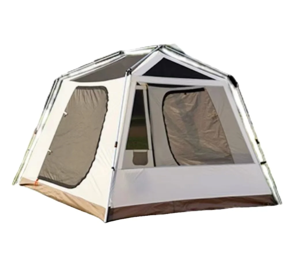 Large Outdoor Camping Tent Luxury Pop-Up Sun-Proof & Rainproof Windproof Waterproof for 5-6 People Made of Oxford Aluminum