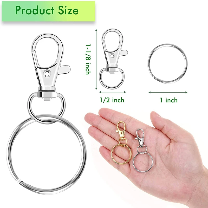 120Pcs Key Chain Swivel Snap Hook Lanyard Clips With Key Rings, Keychain Hardware Hooks For Lanyard, Purse And Crafts