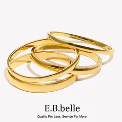 E.B.belle Multi-size Glossy Bulge Oval Shape Bangles 18K Gold Plated Stainless Steel Waterproof Hypoallergenic Women Jewelry