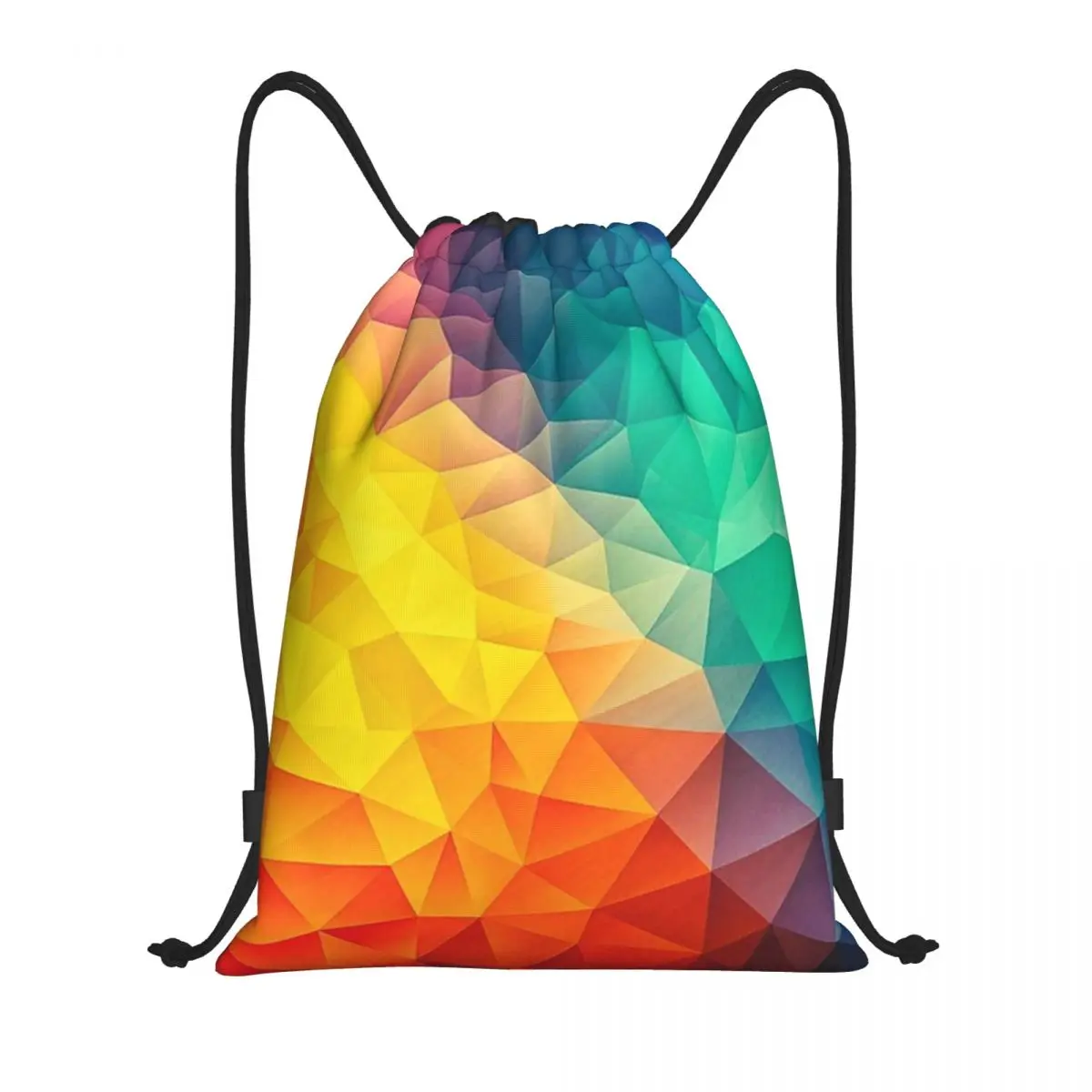 Abstract Multi Color Cubizm Painting Drawstring bag Storage Portable Handbags Grocery Shopping Shoulder bags foldable Travel Bag