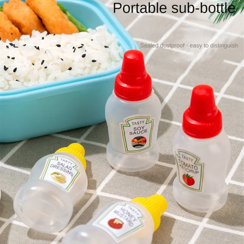 1PC Mini Condiment Squeeze Bottle Cartoon Plastic Tomato Honey Condiment Container Lunch Box Accessories Sauce Spice Bottle