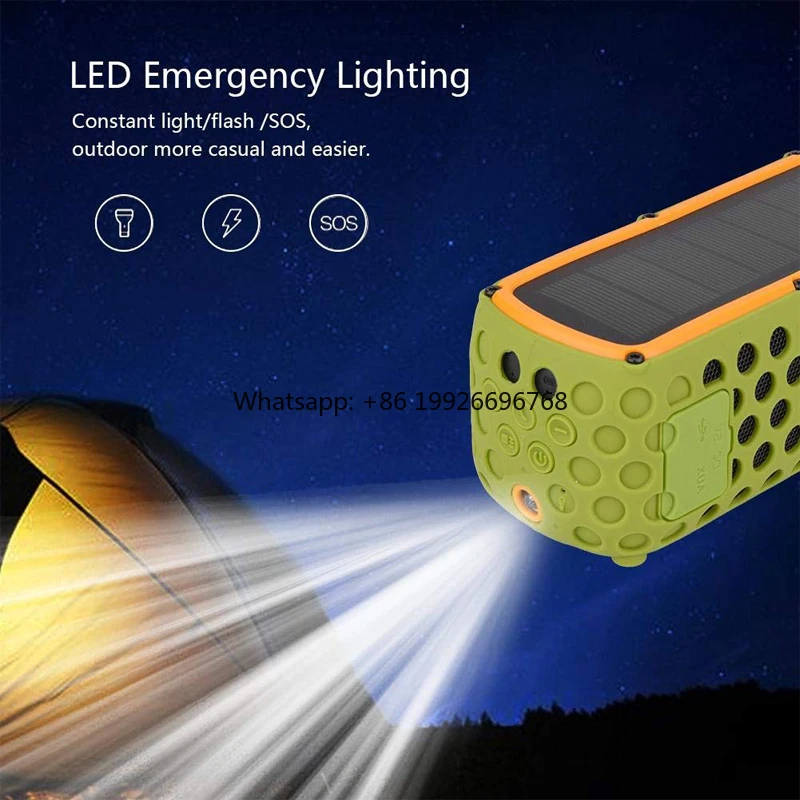 

2022 Новые продукты Динамик на солнечной энергии Hi-Fi Стерео Hands Free Blue Tooth 4.0 Беспроводной IPx 5 Водонепроницаемый динамик с фонариком m