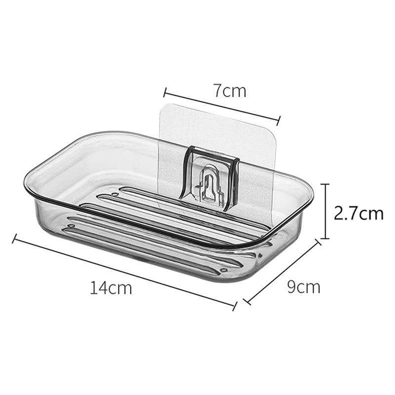 Easy Installation Soap Holder Kitchen Wall Mount Dish No Drill Modern Clear Drain Bar Shower Container C