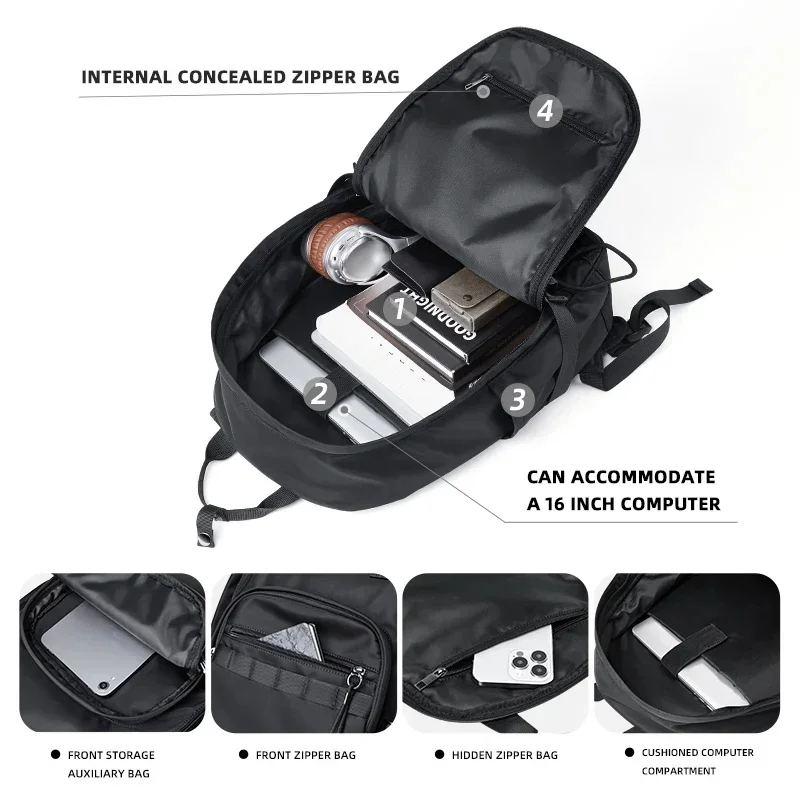 수하물 스트랩이 있는 남성용, 대용량 16인치 노트북 통기성 및 경량 백팩