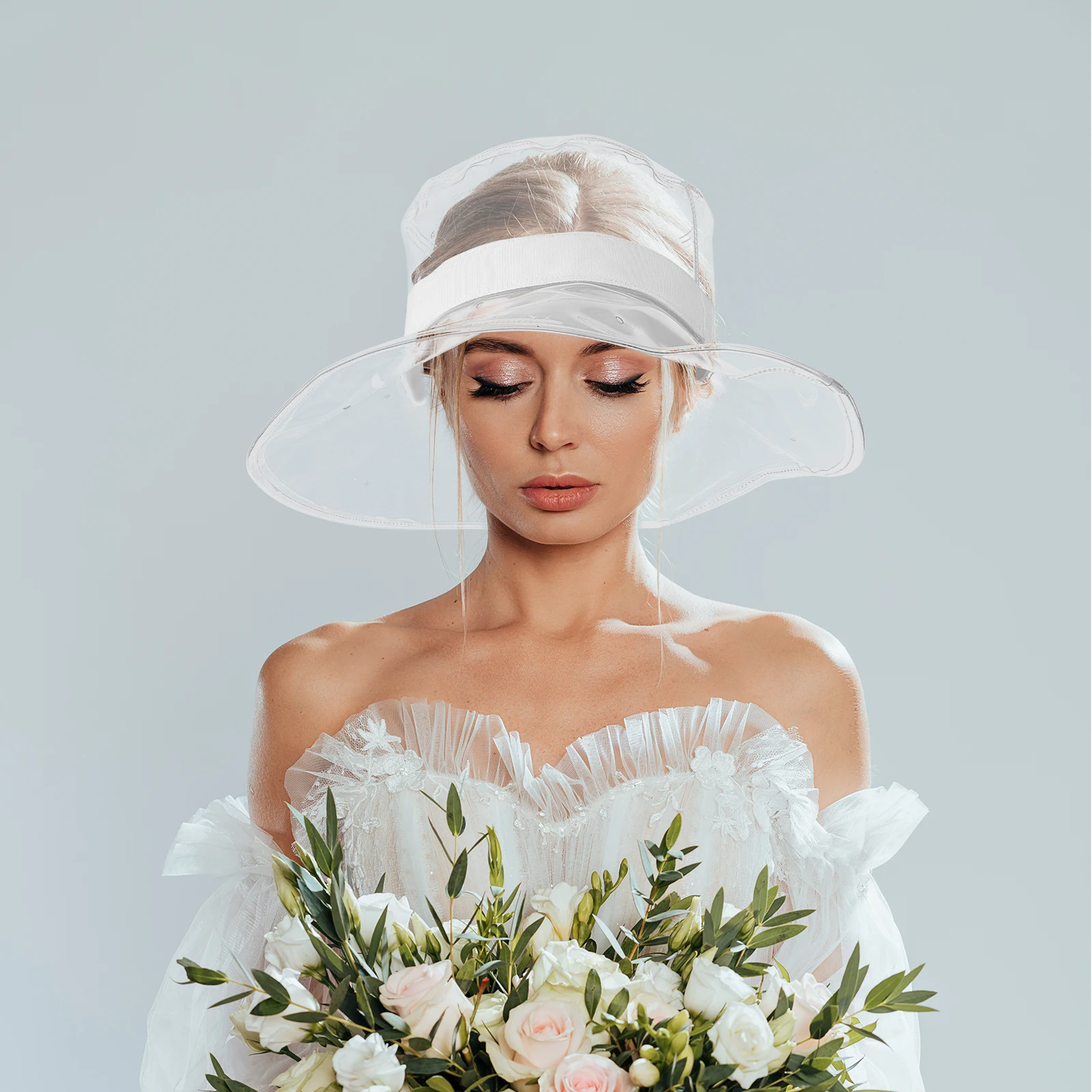 

Transparent PVC Women's Bucket Hat Fashionable Wedding White Casual Lightweight Storage Breathing Outdoor Fisherman Cap