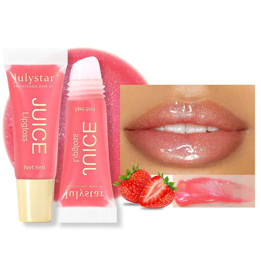 Brillo de labios con purpurina, Gel hidratante de gelatina, fresa, maquillaje de imprimación, fruta, cuidado de labios, aceite suave, H8m9