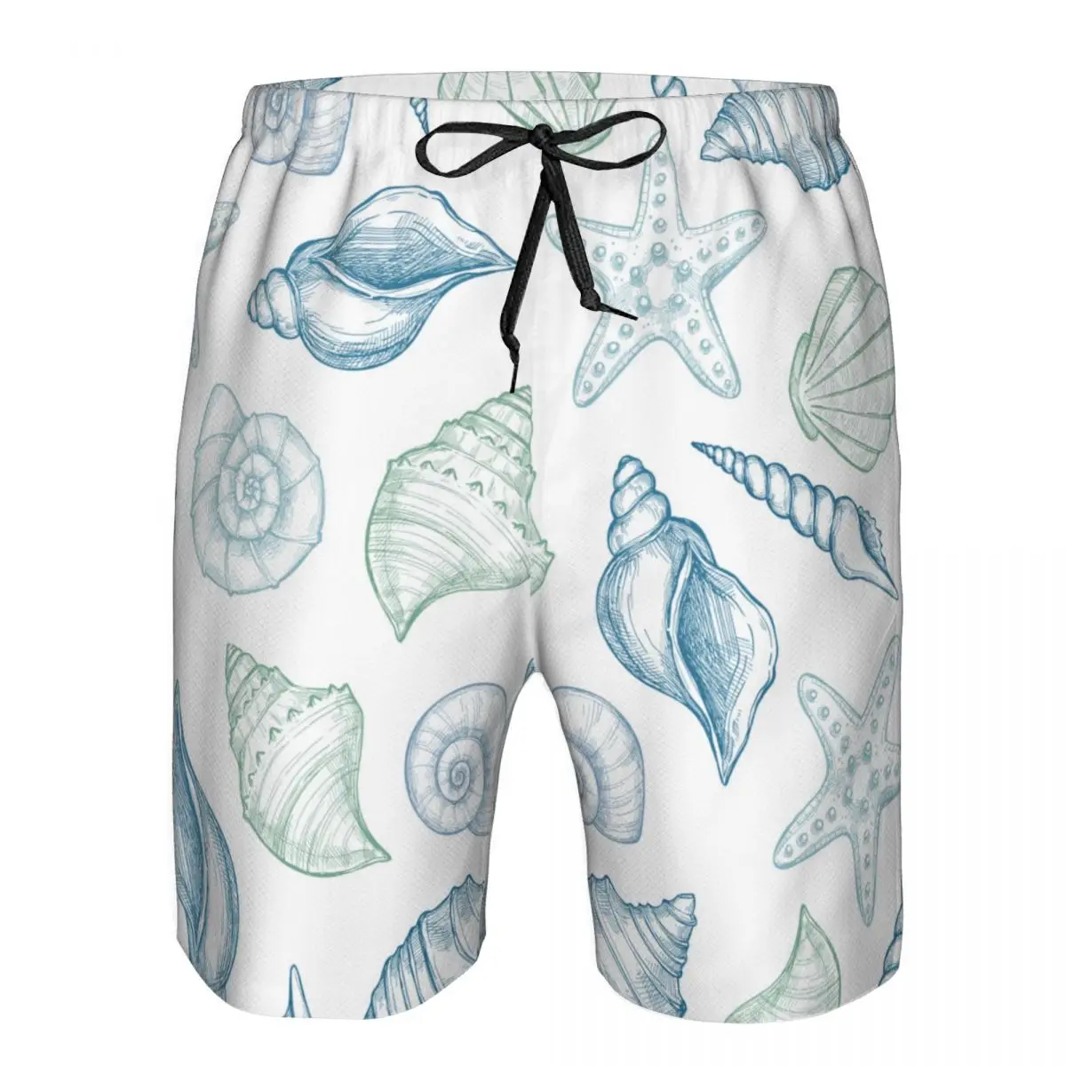 Man Swimwear Watercolor Marine Seashells Swim Shorts Trunks Beach Board Shorts Mens Swimming Swimsuits