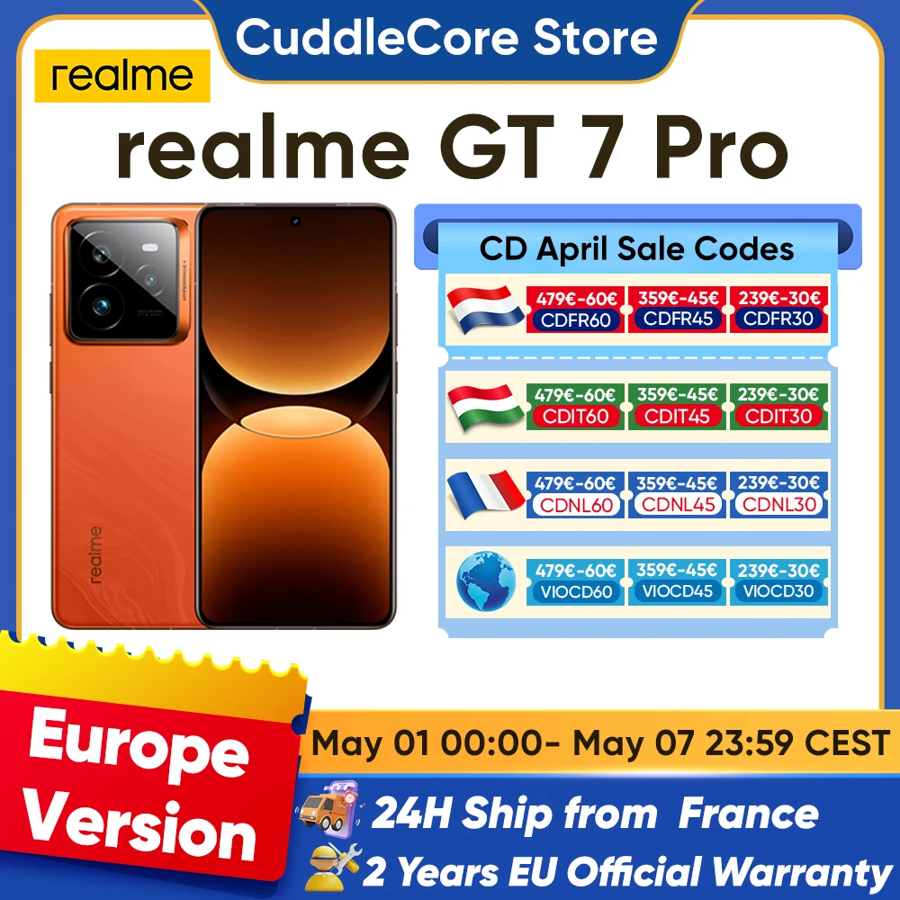 realme GT 7 Pro Global Version Smartphone 5G Snapdragon 8 Elite 6500mAh Battery 6.78'' 120Hz OLED Display 50MP Camera NFC Google