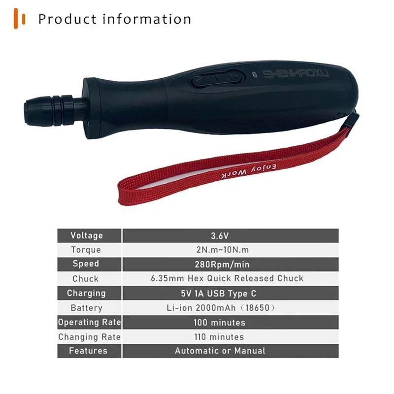 Kit de destornillador eléctrico inalámbrico de 3,6 V con batería recargable, luz LED de trabajo, juego de puntas de 27 piezas para herramientas eléctricas de bricolaje