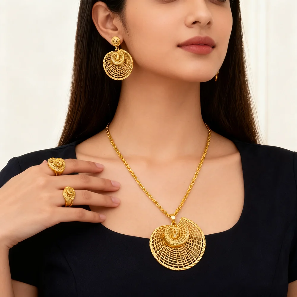 

Gold Plated jewelry set for necklaces earrings and rings Women Men Fashion 18k Gold Color Jewelry Making for Party Daily
