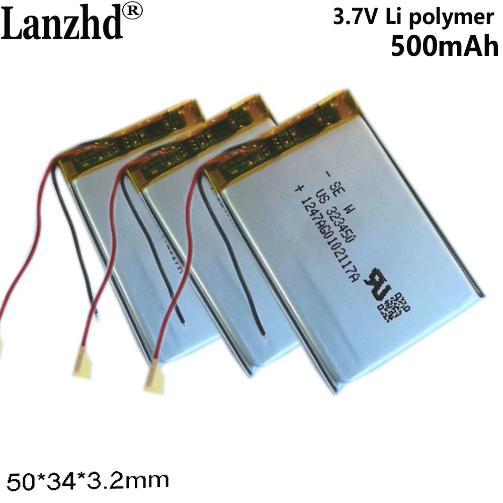 3.7V polymer lithium Battery 500MAH 323450 For  smart wearable products Medical products card reader
