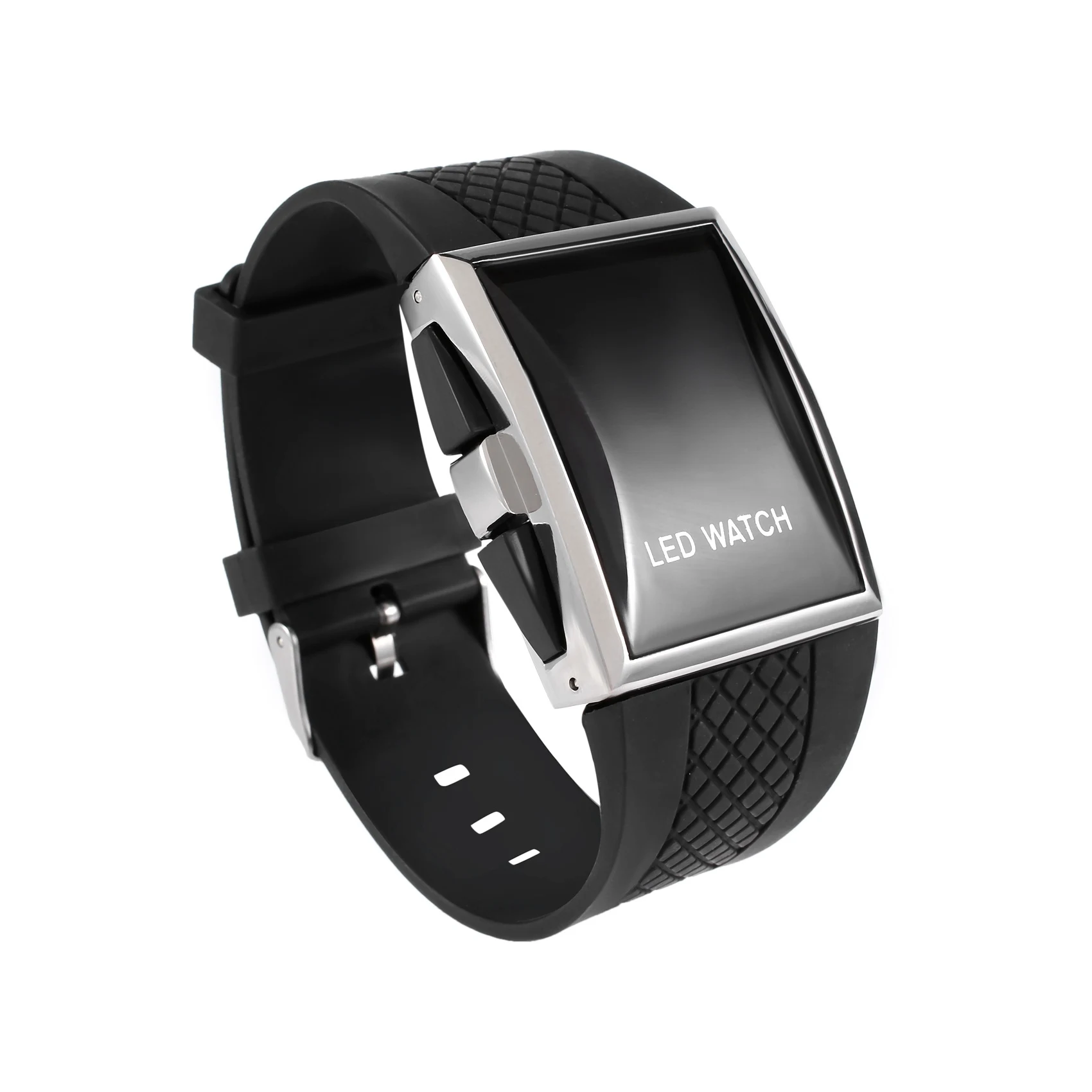 นาฬิกาข้อมือดิจิตอลสุดหรูสำหรับผู้ชาย ABQR พร้อมไฟ LED สีแดง สไตล์สปอร์ต ของขวัญ - สีดำ