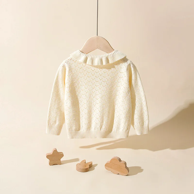 Children's knitted cardigan summer thin air conditioning shirt, paired with girls' sweaters, baby jackets, spring and autumn top