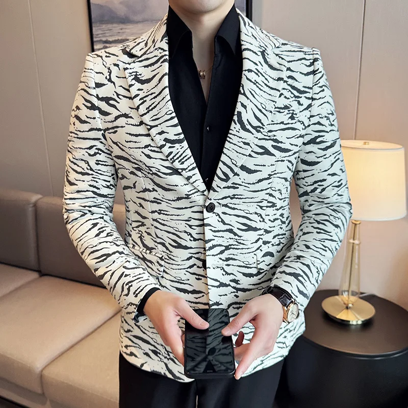 Main Push Explosive New New Fashion Trends All Leopard Print Handsome Personality Slim Comfortable Suit Men\'s Clothing Coat