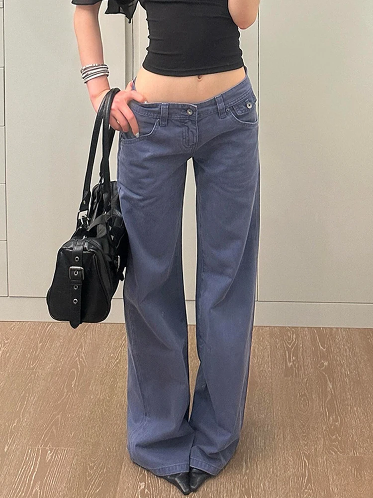 Washed American Street Style Women's Jeans High Waist Straight Leg Floor-Length Trousers Autumn New Design Versatile Denim