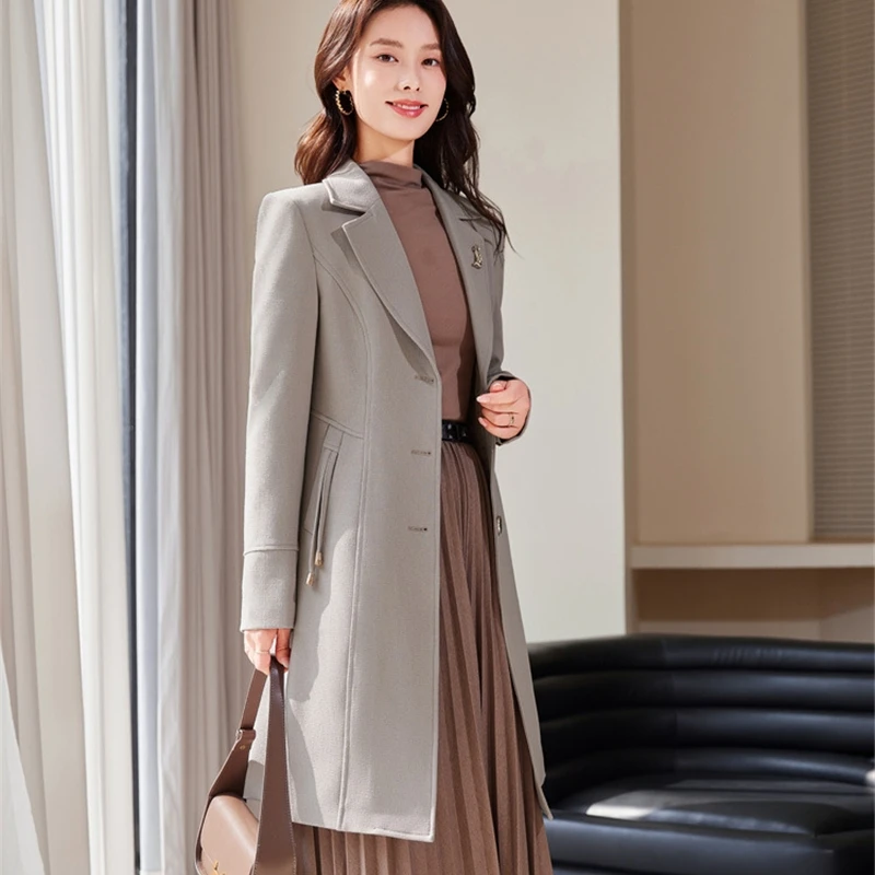 

Новый высококлассный женский пиджак Длинный пиджак для британских женщин Одно рядовой картой тканька для женского пиджака большого размера