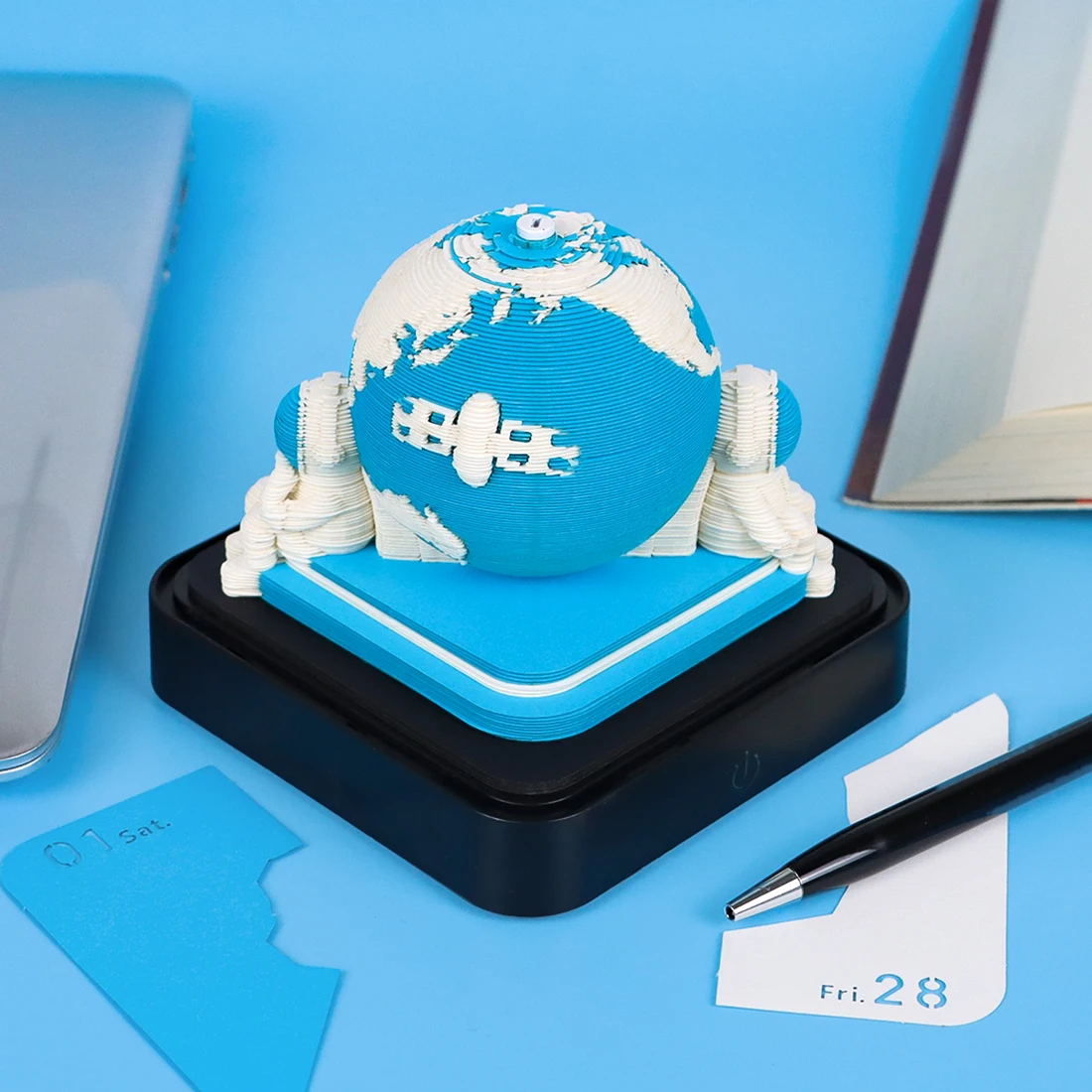 3D Memo Earth Calendar 2025 3D Note Paper Carving Model fogli Non appiccicosi Note di carta accessori per ufficio regali di festa di compleanno