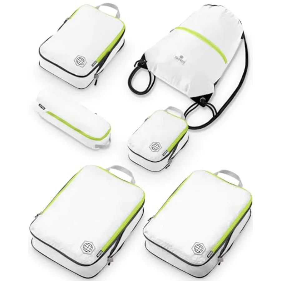 

Набор из 6 больших компрессионных упаковочных кубов для путешествий и багажа, темно-синий, с быстросъемной молнией и прочной конструкцией