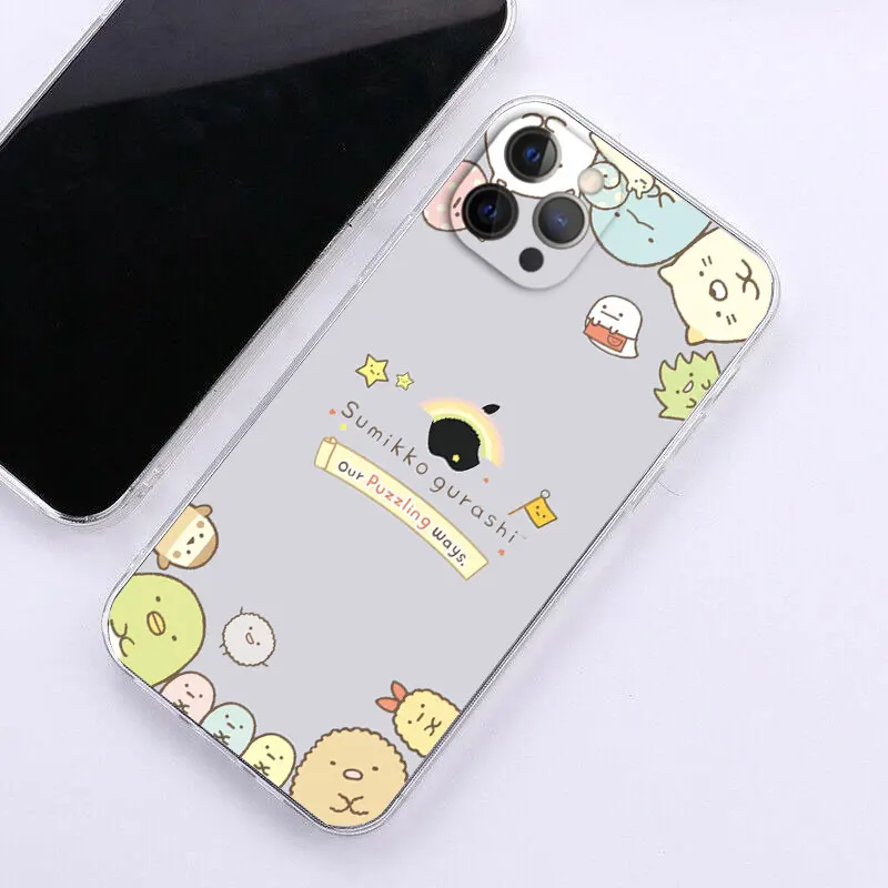 Japan Cartoon Sumikko Gurashi Phone Case For iPhone 13 11 12 Pro Max X XR XS Max Mini 6 6S 7 8 Plus SE 2020 transparent cover