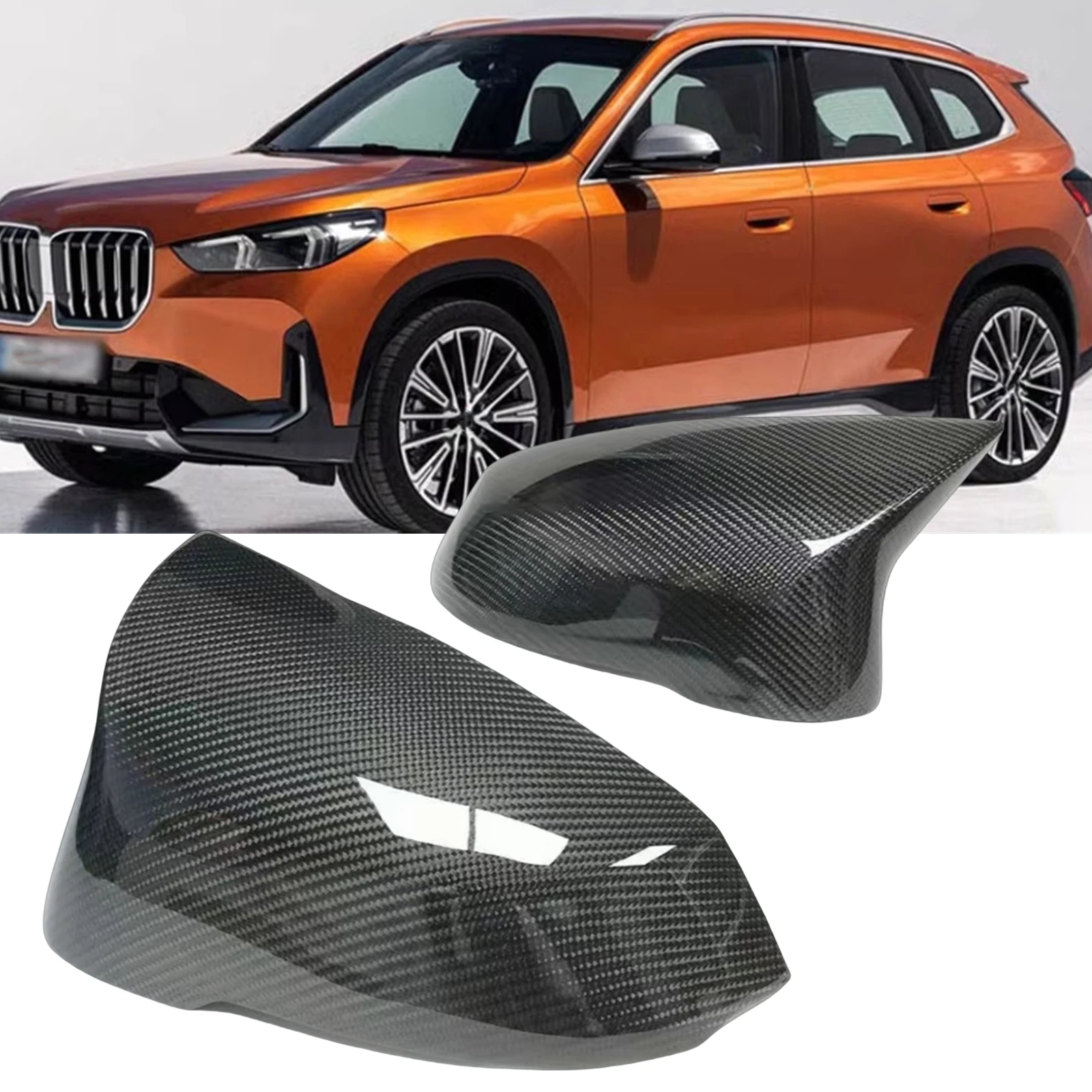 

For BMW X1 U11 U12 2023-2024 Real Carbon Fiber Rear View Mirror Cover Exterior Side Rearview Shell Cap Case Replacement Clip On